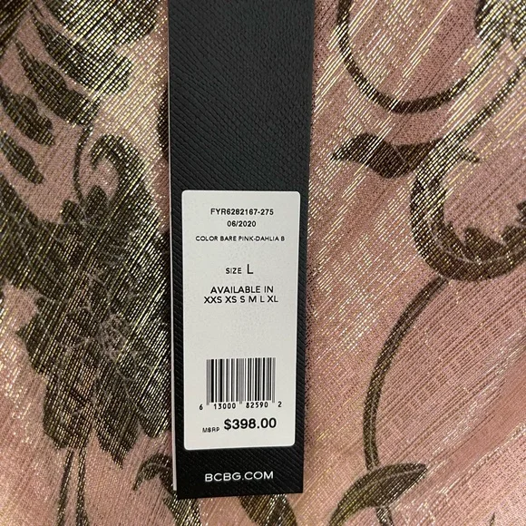 NEW BCBG Metallic Pink Maxi Dress - Picture 7 of 8